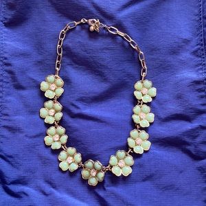 Mint floral necklace gold chain